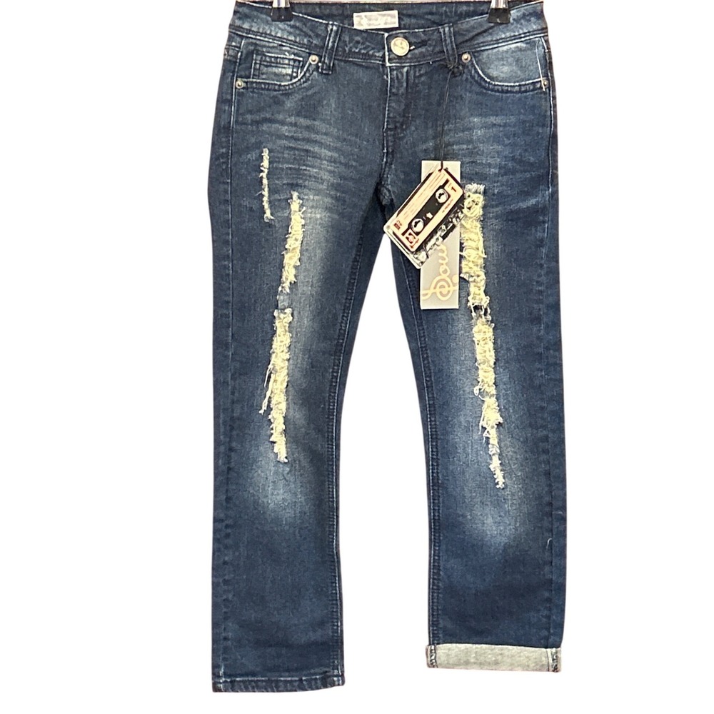 Y2K Deadstock Soundgirl Distressed Capri Jeans Grunge Punk Rock Edgy Streetwear
